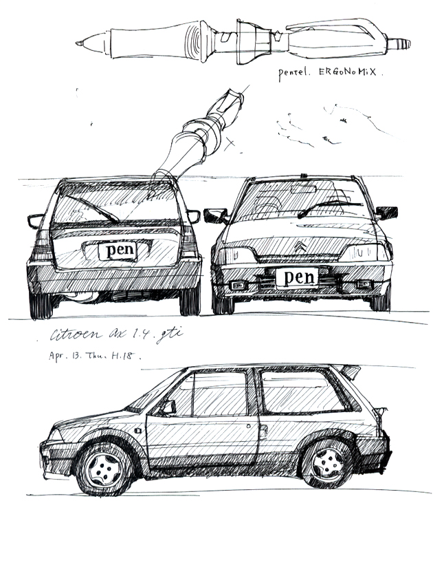 illustration, Citroen AX1.4 Gti | スケッチ, シトロエンのハッチバック車