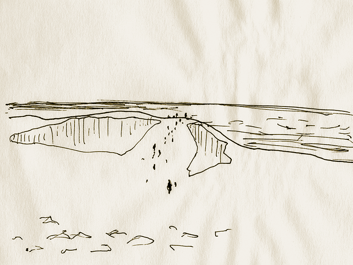 drawing, dune, Tottori Sakyu, ballpoint pen | スケッチ, 馬の背, 鳥取砂丘, ボールペン