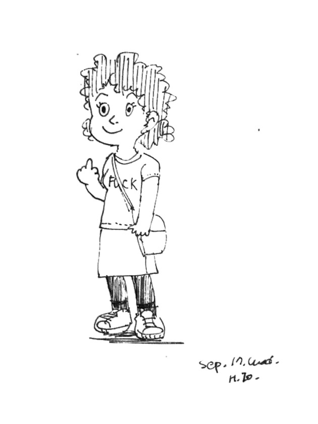 illustration, cute girl | イラスト, 中指を立てた女の子