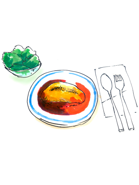 illustration, meal | イラスト, 2種類のソースのオムライス