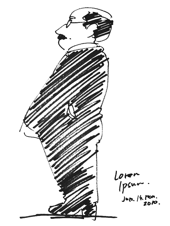 illustration, Mr. Lorem Ipsum, pigment pen | イラスト, ラフ, ロレム・イプサム氏, 中年おっさん紳士, ミリペン