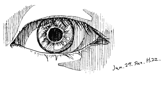 drawing, my eye, ballpoint pen | スケッチ, 私を見ている私の眼, ボールペン