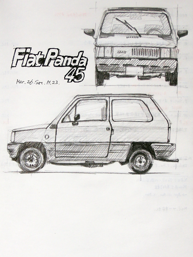 drawing, car, Fiat Panda 45, pencil | スケッチ, フィアット パンダ, 鉛筆