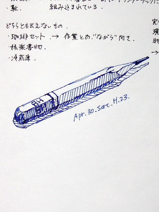 drawing, a pencil, MARS LUMOGRAPH, ballpoint pen | ラクガキ, ステッドラーの鉛筆, 青ボールペン