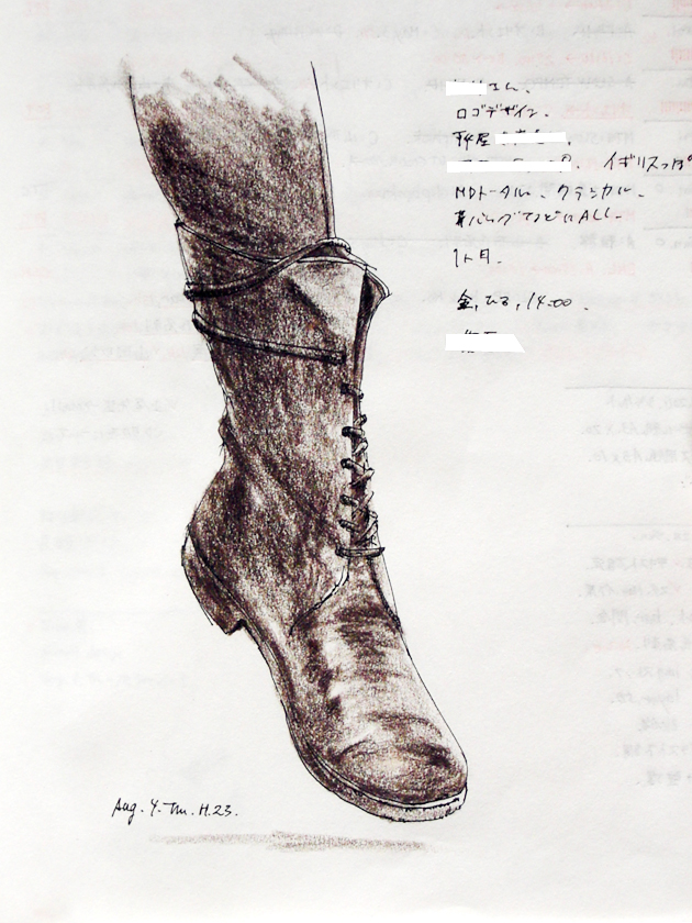 drawing, boots, ballpoint pen, colored pencil | ラクガキ, 革ブーツ, ボールペン, 色鉛筆