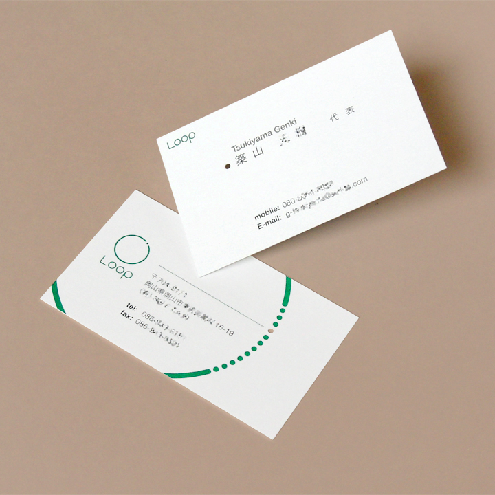 graphic design, business card, typography | 孔開け加工を施したアパレル関連製造企業の名刺のオモテウラ両面, タイポグラフィ