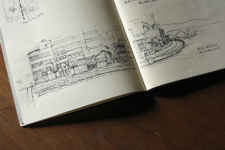 clip | Matsue, sketch, ballpoint pen | スケッチ, 松江, 大橋南, EADからの眺め, ボールペン