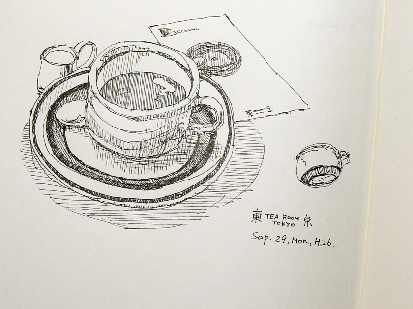 drawing, coffee, Tea Room Tokyo, Okayama, ballpoint pen | スケッチ, マイルドブレンド, 喫茶東京, 岡山, ボールペン