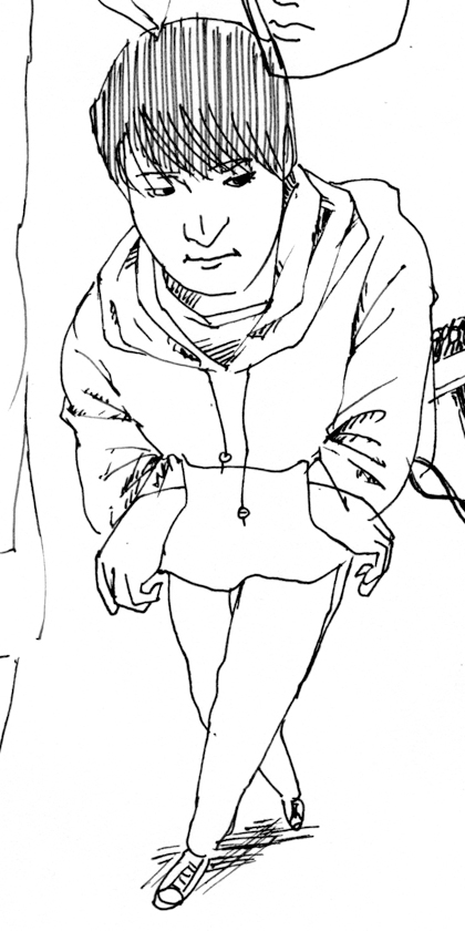 drawing, hooded sweatshirt man, ballpoint pen | ラクガキ, フードパーカの男, ボールペン