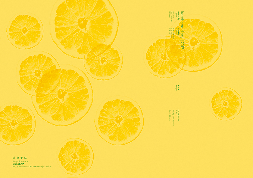 visual art, photo collage, yellow | ビジュアルアート, 柑橘の断面写真による構成, イエロー台紙