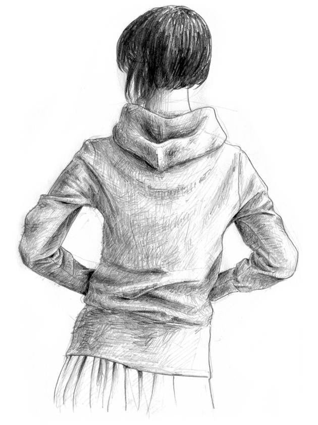 drawing, hooded sweatshirt, pencil | ラクガキ, 服のしわ, フード, 鉛筆