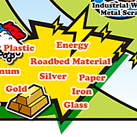 廃棄物リサイクルの模式図／イラストレーション