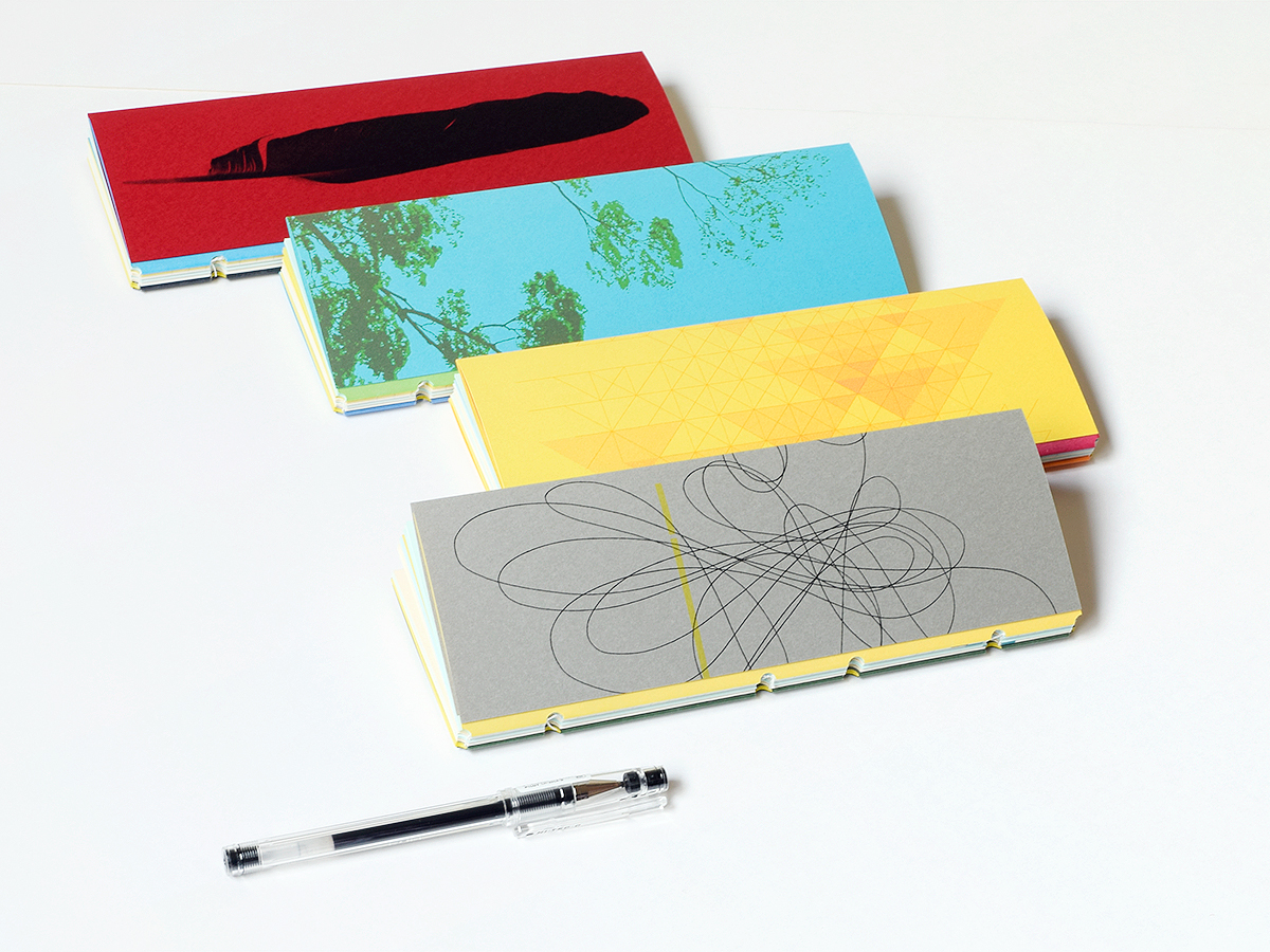 book design, diary | 糸綴じ手製本のスケジュール手帳, カラー別4種の表紙, ブックデザイン