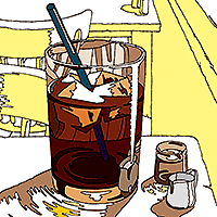 アイスコーヒー販促ポスター用のイラスト